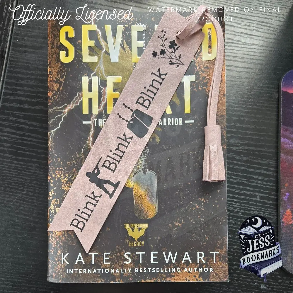 Ravenhood Legacy Leather Bookmark - Licensed Bookish Merch Gift Bookmark Featuring "Blink Blink Blink" and Tyler and Delphine images