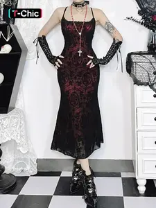 Women's Cross & Skull Print Contrast Lace Bow Decor Mermaid Dress, Elegant Adjustable Strap Cami Dress for Party Holiday Wedding Guest, Ladies Fall Clothes, Bodycon Fit Dress
