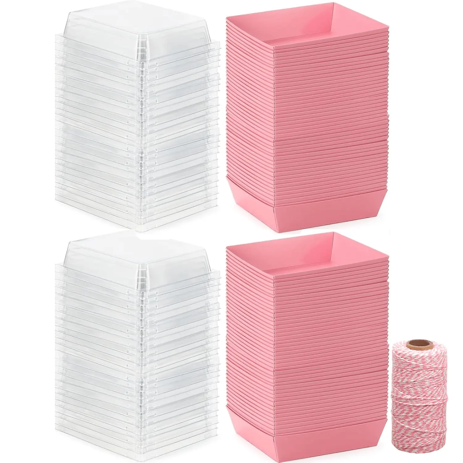 50 Pack Small Charcuterie Boxes with Clear Lids, 4 Inches Paper Bakery Boxes Dessert Boxes Disposable To Go Food Containers for Cookie, Cake Slice, Mini Cake, Chocolate Strawberry