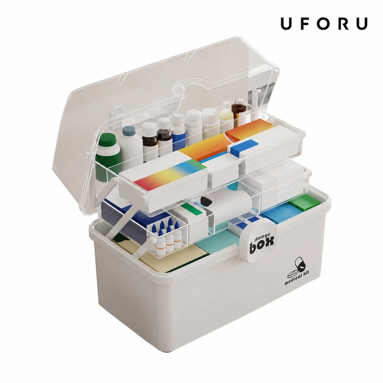 UFORU Three-Tier Medicine Organizer,Portable Medicine Cabinet with Sliding Rail, Integrated Medication Storage Box, Sliding Drug Cabinet, Household First Aid Medicine Box, Large Capacity,Healthcare,Kit#SummerWins#DFYD