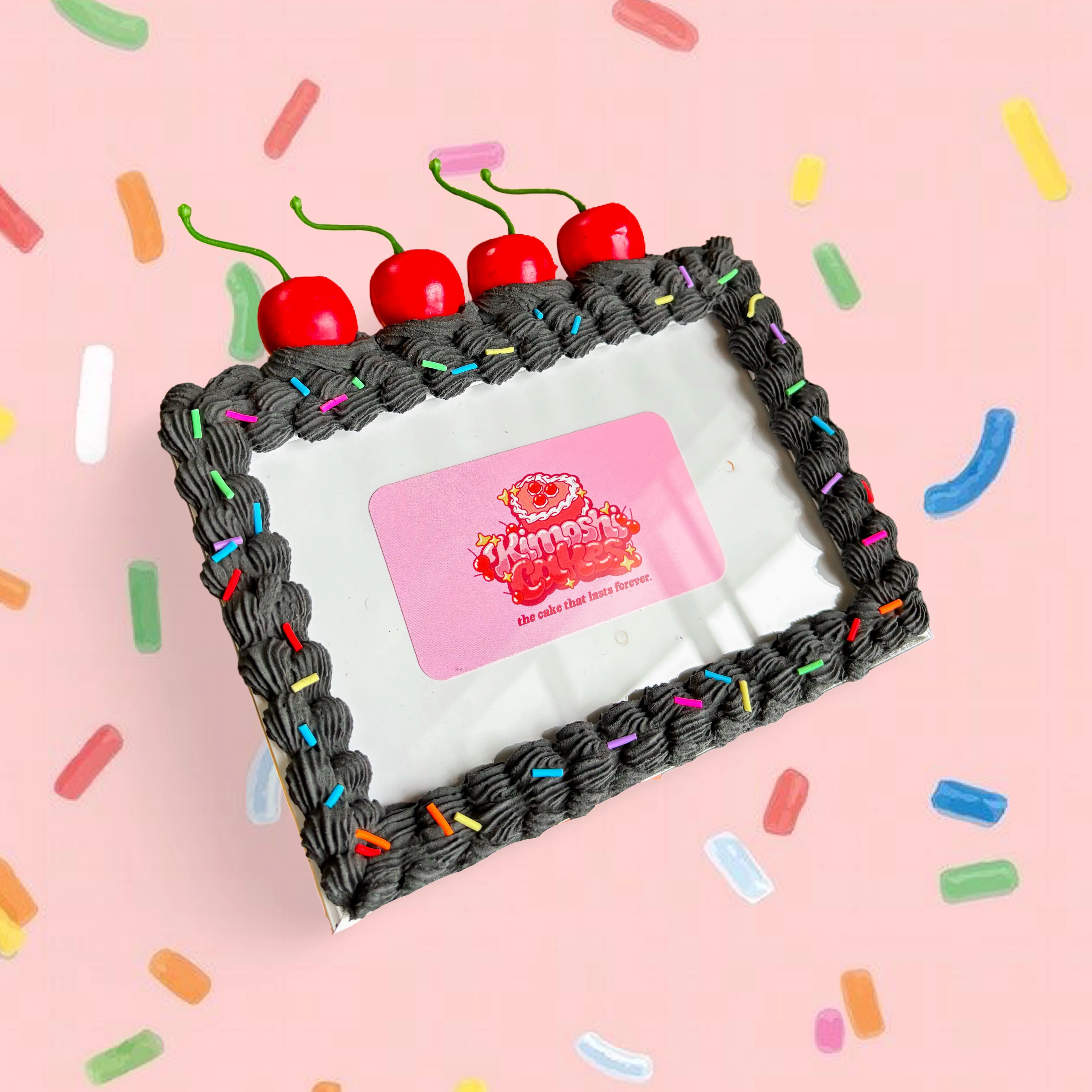 Gothic Fake Cake Picture Frame with Sprinkles - Handmade Black Frosted Design, Available in 4x6 or 5x7 Sizes, Perfect for Unique Decor and Gifts Colorful Faux