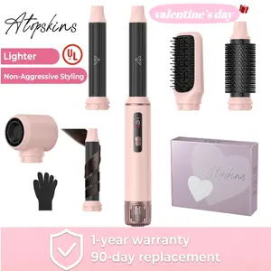 ATOPSKINS 5-in-1 Hot Air Brush Gentle Styling Ultra-Lightweight Design Zero Heat Damage 230°F Heat-Free Styling Attachment Plastic Material 1-Year Warranty