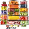 AISOON 50 Pieces Food Storage Organizer Set - Airtight BPA-Free Plastic Containers, 85oz Large Rectangular/Round, 25+25 Lid Set, Leak-Proof Seal, Space-Saving, Freezer-to-Microwave, Labels & Washable Marker Included
