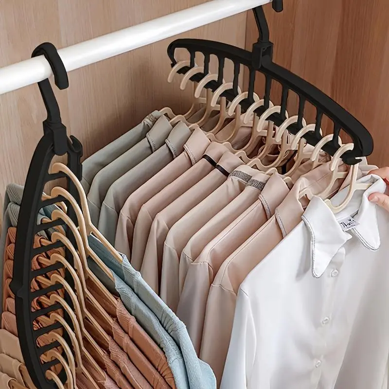 Foldable Multi-Hole Rotatable Clothes Hanger, Large Capacity, Space Saving, for Home, Bedroom, Closet, Wardrobe, Organizer Accessories, Household Items Lightweight Plastic