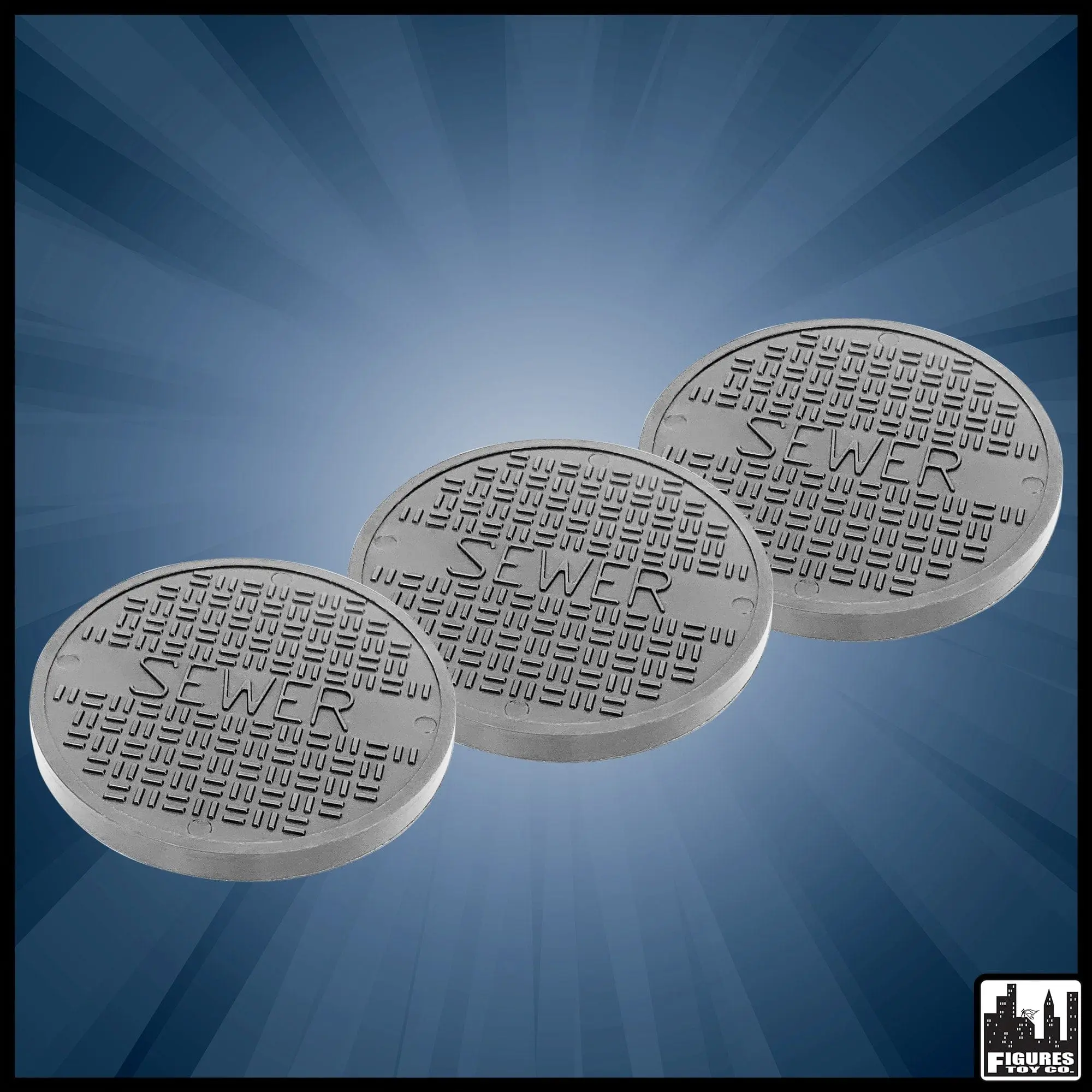 Set of 3 Gray Sewer Grates For WWE & AEW Wrestling Action Figures