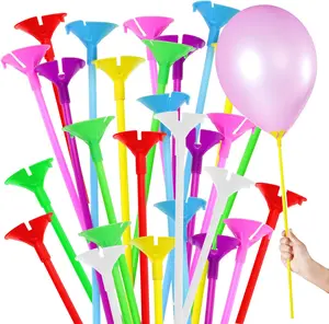 120pcs 12" Balloon Sticks Assorted Colors, Plastic Balloon Holders and Cups for Christmas, New Year, Birthday Party, Wedding, Anniversary Decorations