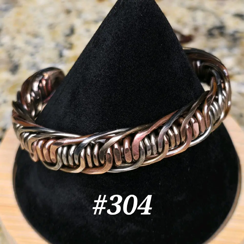 #304 Copper SS SB 5 5/8"" x 7/16"   Hand-Woven Cuff Bracelet  Handmade Artisan Jewelry Unisex Gift Ready Open Cuff Design Comfortable Daily Wear