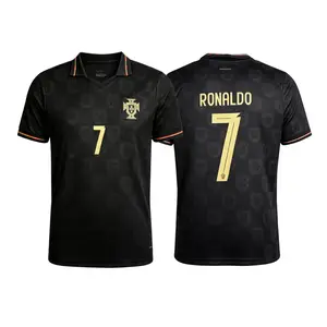 2025 New Portugal National Team Special Kit Black 7# Cristiano Ronaldo Short Sleeve Soccer Jersey Fans Version Breathable