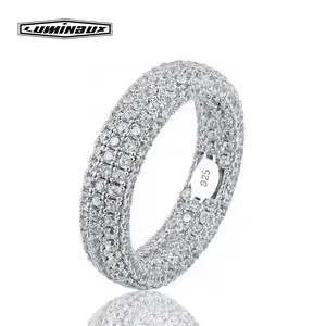 [LUMI48] S925 Sterling Silver Iced out Eternity Band, AAAAA+ D color VVS CZ Ring for Men Women, Perfect Gift Option, Jewelry Box Packed