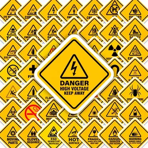 50 Sheets Hazard Warning Stickers, Yellow Rhombus Safety Markers, Waterproof Self-adhesive Stickers for Daily Use