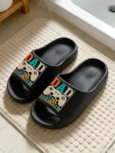 DAD Level Unlocked Game Controller Print Coconut Sandals, Cloud-Feel Trendy Casual Style, Unisex Gamer Gift Daily Wear, Thick Sole Non-slip Soft Comfortable, All-Season Home Bathroom Outdoor