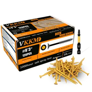 9 x 1 -inch Wood Screws, Carbon Steel Rust-resistant Epoxy Coated Screws, Heavy-duty for Outdoor Decking, Fencing, Ideal for DIYers & Professional Carpenters