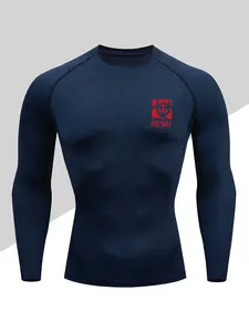 Men's Quick-Dry Compression Long Sleeve T-Shirt, Breathable High Stretch Fabric, Patterned, Ideal for Running, Weightlifting, Sports Training, Athletic Compression Shirts