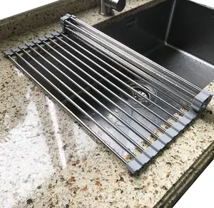 Over The Sink Stainless Steel Drainer, Portable Kitchen Organizer & Storage Shelf