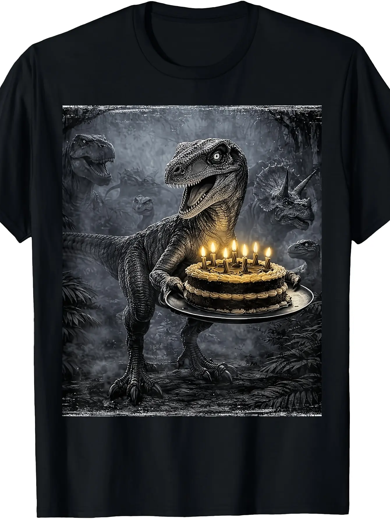Velociraptor Dinosaur T-Shirt - Retro Suitable for unisex soft cotton short sleeve t shirt, vintage graphic casual tee for men women teens, perfect birthday holiday gift for camping travel gym daily street  wear