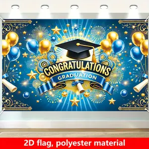Graduation Season Banner Backdrop Celebration Theme Backdrop Graduation Background Cloth Grad Tapestry Wall Hanging Photography Background Polyester Fiber Ceremony Party Indoor Outdoor Event Decor Studio Prop Wall Art