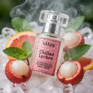sttes Chilled Lychee Mouth Spray Breath Freshener for Bad Breath - Kissable Oral Care Perfume, Sweet Scent & Aroma Fragrance, Travel Size Pocket Hygiene, 0 Sugar (15ml)