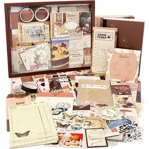 Vintage Aesthetic Scrapbook Kit(346pcs),  Junk Journal Kit with Journaling/Scrapbooking Supplies, Stationery, A6 Grid Notebook Graph Ruled Pages.DIY Gift for Teen Girl  Women.