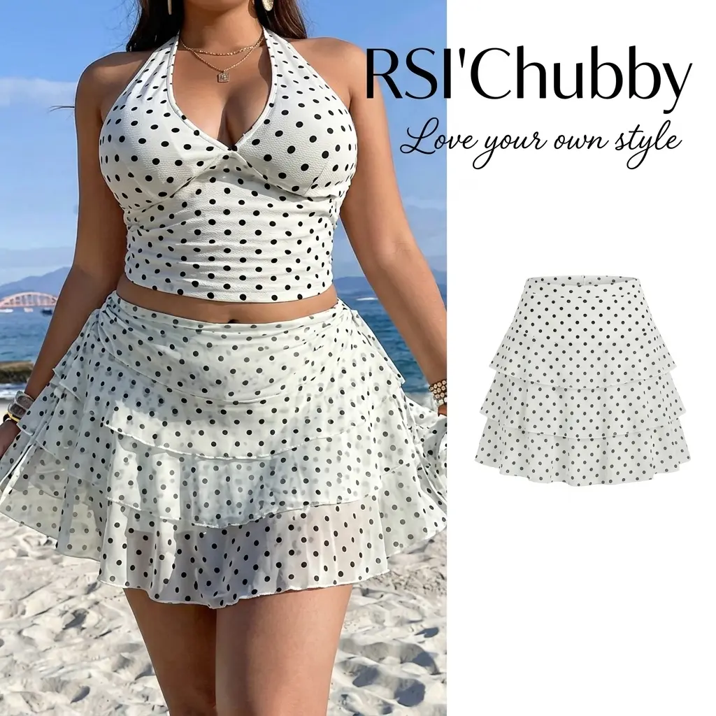 Women Plus Size High Waisted Ruffle Cake Mini Skirt with Shorts Cute Flowy Layered Skorts Fashionable Summer Beach Outfits Casual Trendy Tiered Skort