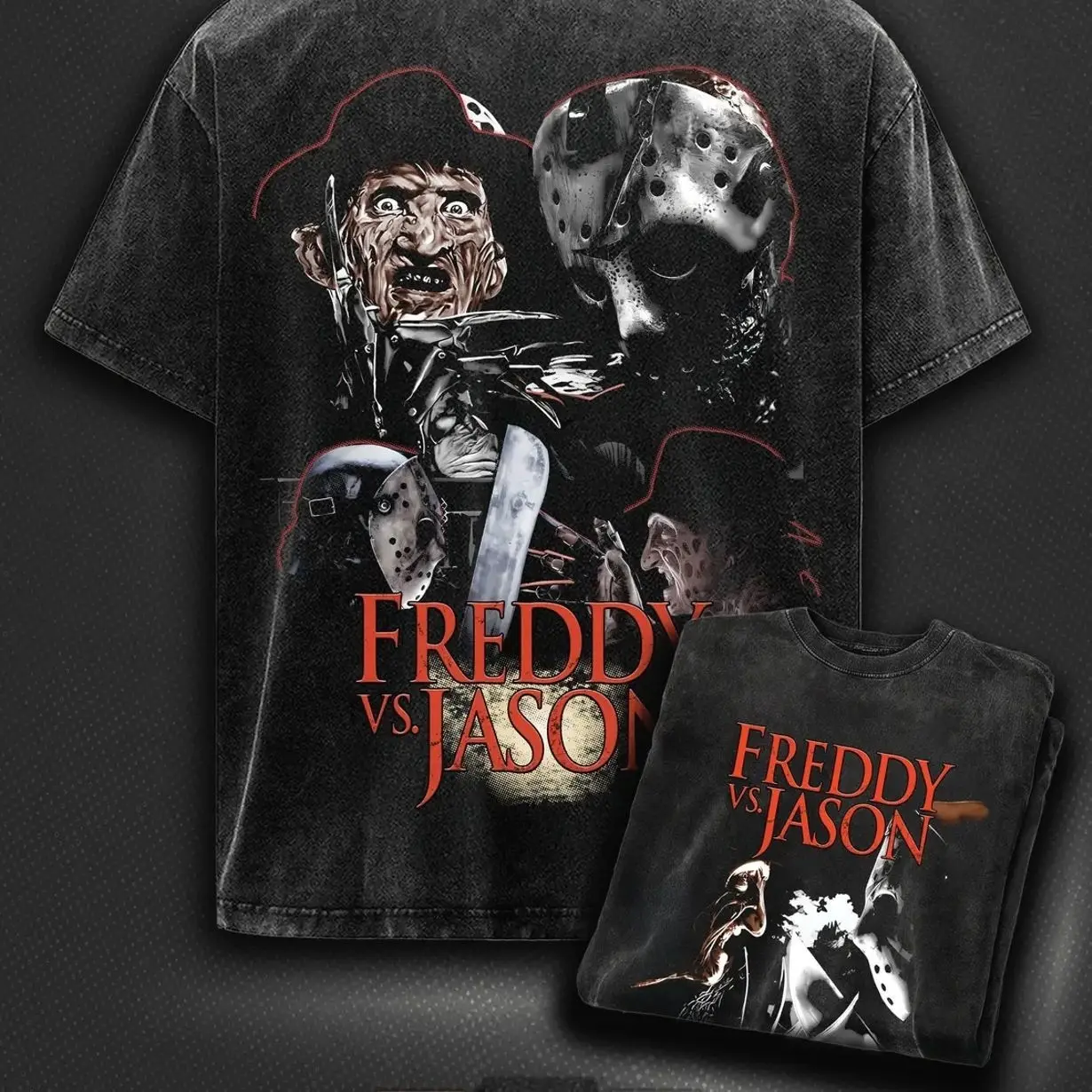 Freddy Krueger vs. Jason Voorhees T-Shirt, A Nightmare on Elm Street Merch Friday The 13th Merch, 80s Horror T-shirt, Slasher Movie Apparel For Fans 48N