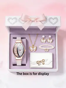 Women's Sand Dial with Butterfly Jewelry & Pearl Bracelet, Elegant Sweet Style, Daily Wear, Mother's Day & Valentine's Gift, Elegant Fashion Watch