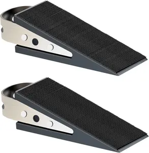 Shackcom Door Stopper, 2 Pack Black Heavy Duty Wedge That Holds Doors Firmly and Doesn’T Budge, Made of Rubber and Stainless Steel, Works on All Floor Surfaces, with Hanger Which Easy to Storage