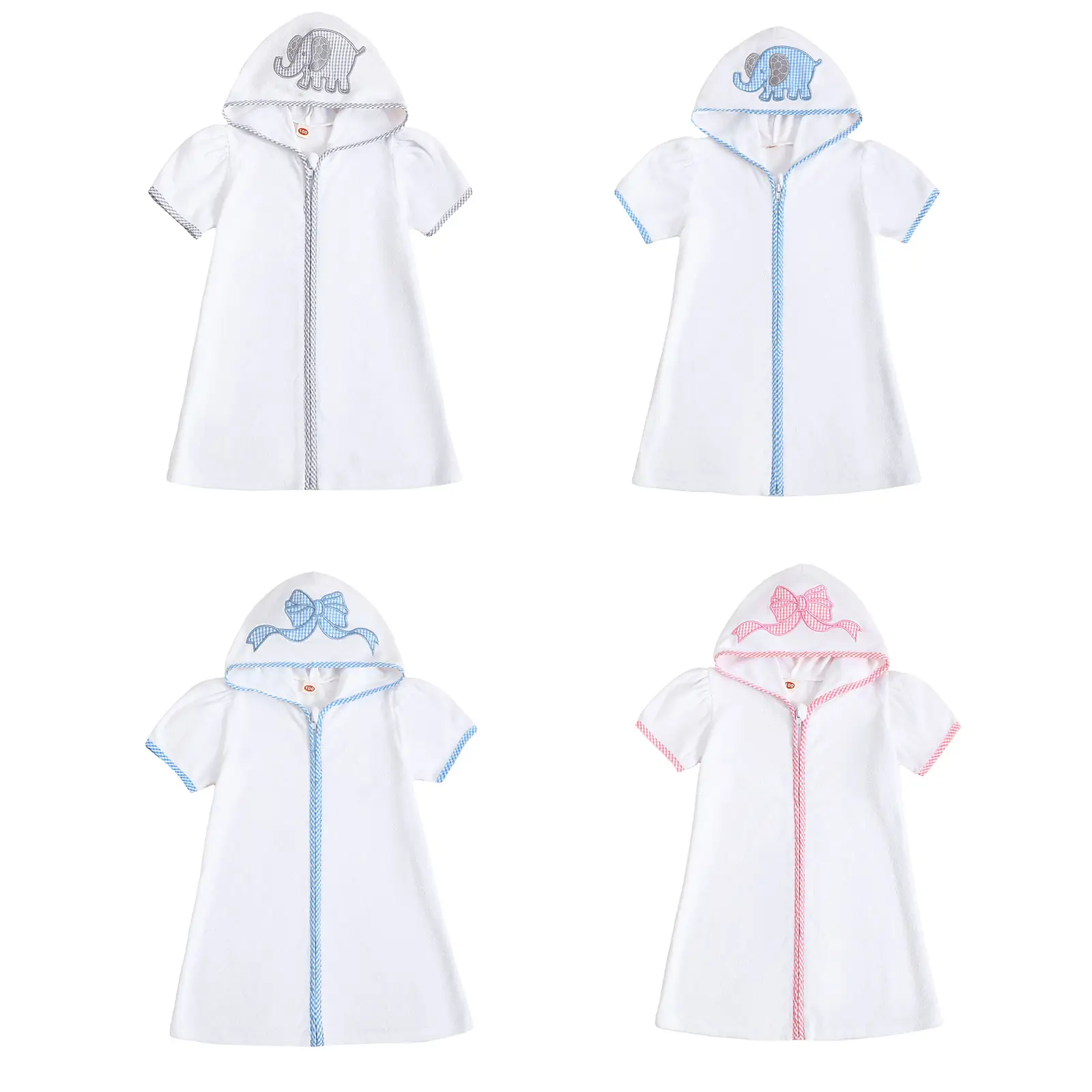 Toddler Baby Swim Cover Up Boy Girl Terry Cloth Hooded Zip-up Cover Ups for Swimwear Summer Beach