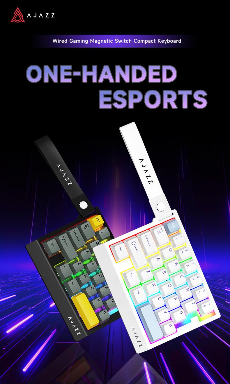 AJAZZ AK029 Single-Handed Wired Magnetic Gaming Keyboard 8K Hz, RGB, 0.01mm RT Precision，29 Keys, For FPS Gaming Colorful RGB  Backlight Web Driver Support Gaming Keyboard