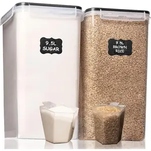 2 PC (9.5L |   321 Oz) Extra Large Bulk Food Storage Containers with Airtight Lids for Flour, Sugar, Rice, Cereal & Pasta - Leakproof, BPA-Free Plastic Canisters for Kitchen & Pantry Organization