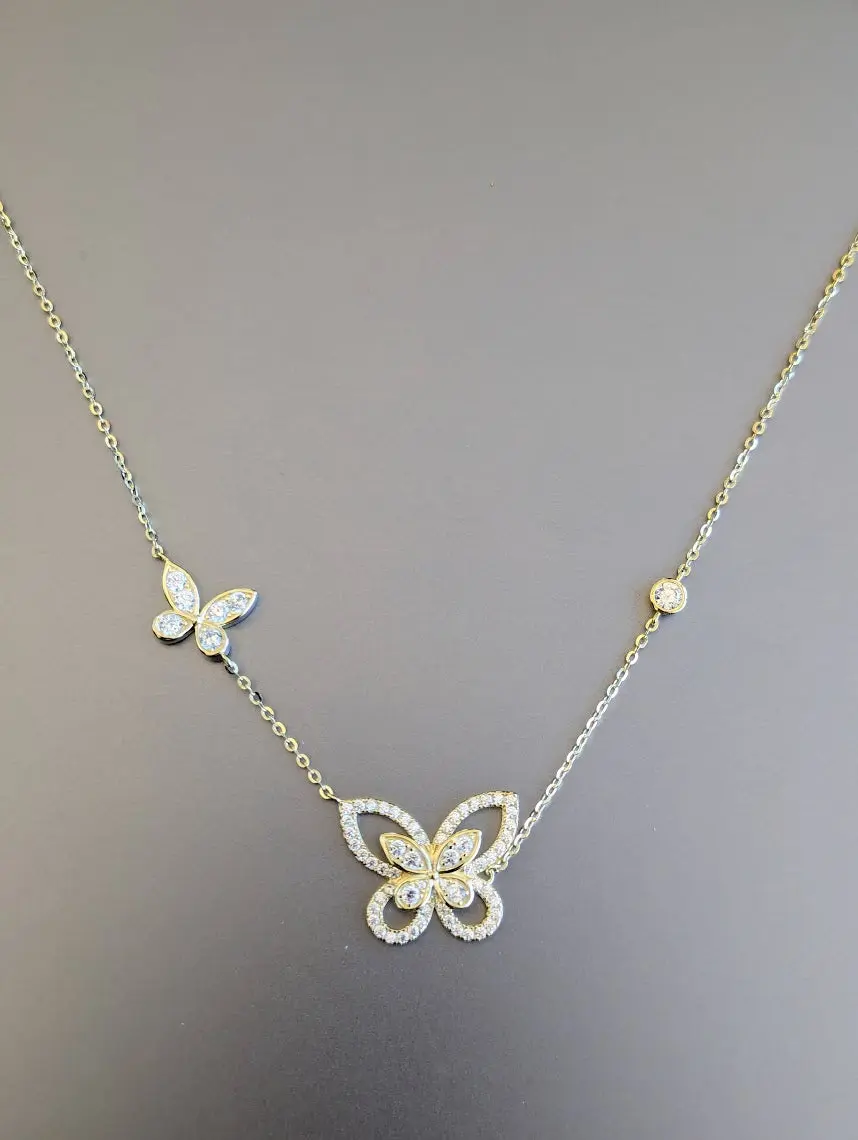 Fluttering Fantasy: Delicate Butterfly Necklace with Cubic Zirconia