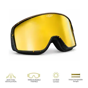 Gold Rush Shredders Snow Goggles with Mirror-Gold Lenses UV400 Polarized TR90 Frames Anti-Fog Ventilation Interchangeable Straps