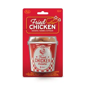 FRIED CHICKEN ERASERS, Set of 6 "Extra Crispy" Wing Erasers, Whimsical Stationery Gifts