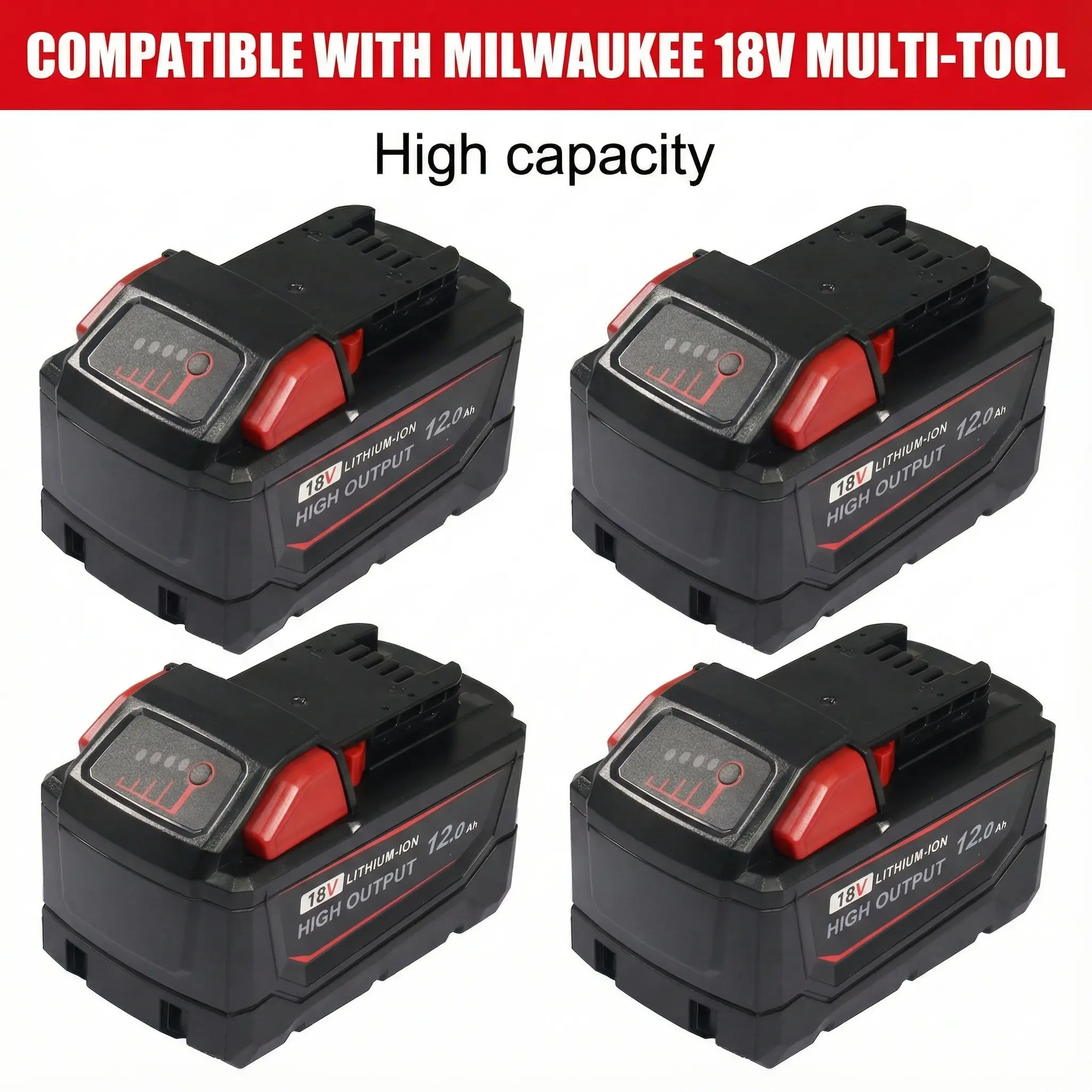 Milwaukee 12.0Ah Replacement Battery for Milwaukee M18 Battery 18V Tools – High Output Lithium-Ion, Compatible with 48-11-1865, 48-11-1850, 48-11-1880, Fits M18 Power Tools & Chargers