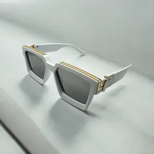 Funky White Gold Square UV400 Sunglasses For Men and Women Funky White Gold Square UV400 Sunglasses For Men and Women