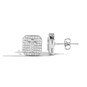 UURIEL Lightweight 10MM Ice Out Cross Stud Earring- Gorgeous Square Cubic Zirconia Stud Earrings, Unisex,Hypoallergenic，Father's Day Gift ,Men's Jewelry tiktokshopspringglowup