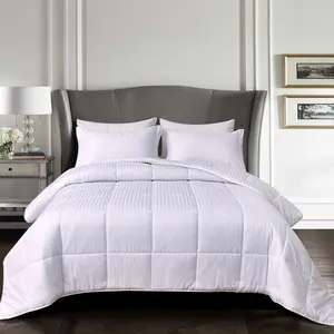 Mocassi 3-Piece Stripe Cotton Box Stitched Comforter Set-Cotton Duvet Insert with 4 Corner Tabs