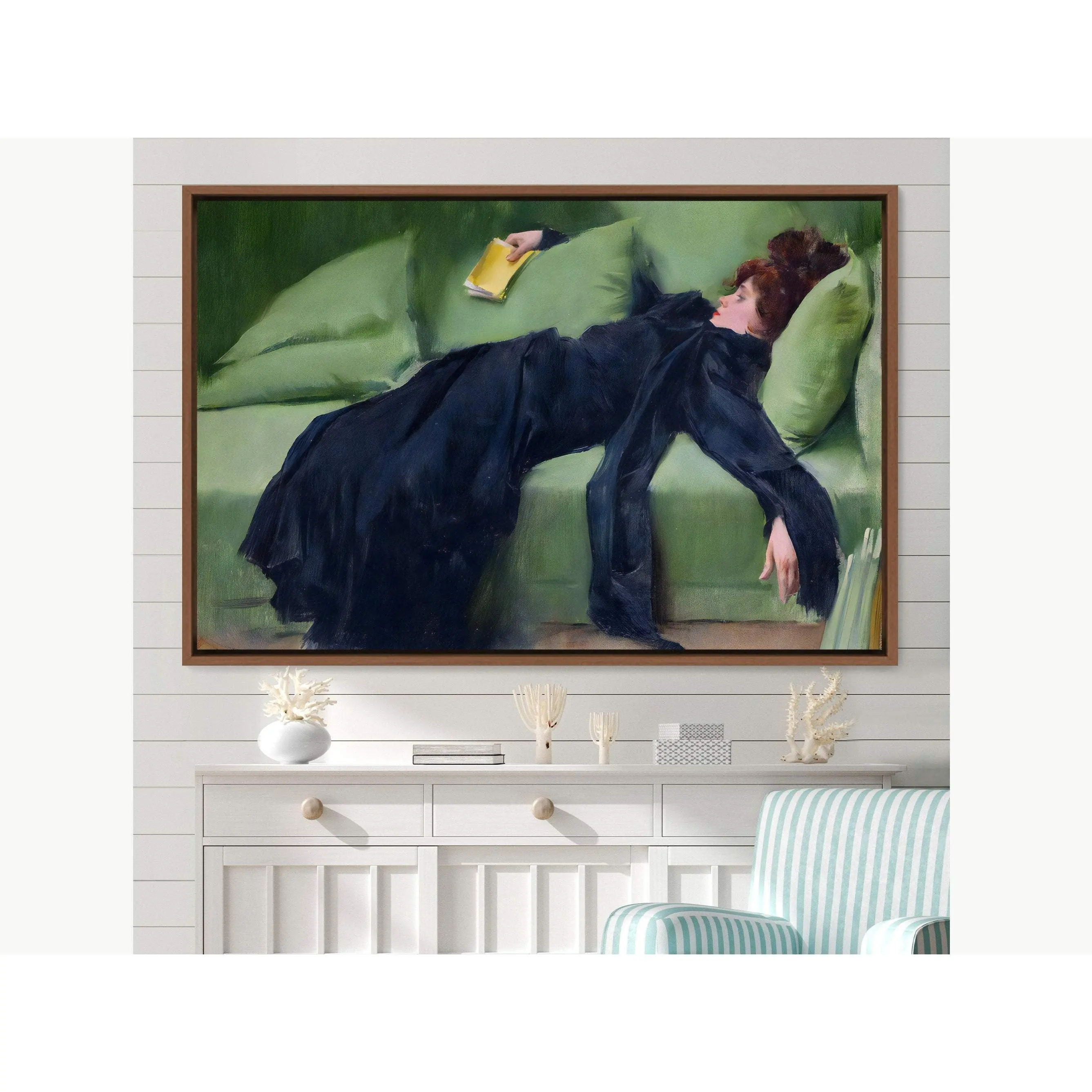 Decadent Girl by Ramon casas, Framed Canvas Print, Large Wall Art Print, Abstract Large Art, Vintage Art, Minimalist Art, Gift, Wall Decor