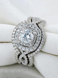 women's elegant rhinestone decorated ring, princess ring, 3 counts exquisite trendy engagement rings, fashionable hand jewelry for women as gift, promise ring for gf valentine's day, gift for her, maximalist jewelry