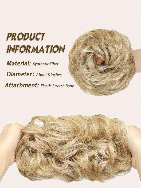 1pc Large Messy Bun Hair Piece Wavy Curly Scrunchies Synthetic Chignon Ponytail Hair Extensions Thick Updo Hairpieces for Women Dirty Blonde hair bun hair piece blonde Bridal Comb in Roma Style curly synthetic hair Hairstyles Wig Synthetic Soft Hairpieces