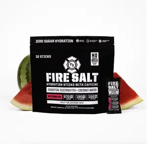 FIRE SALT Hydration Sticks Caffeine - Essential Electrolytes & Coconut Water - Zero Sugar - 32 Pack - Sport Energy Drink Mix Caffeine (32 Pack)