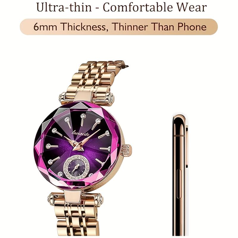Women's Elegant Luxury Quartz Watch with Diamond-Cut Crystal Rhinestone Face & Ultra-Thin Stainless Steel Band Christmas Gift for Sister