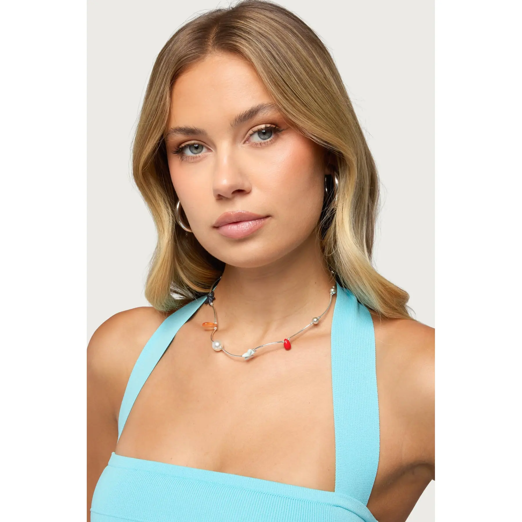 Stone & Pearl Charm Necklace