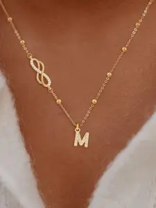 Women's Fashion Stainless Steel Necklace, Micro-Set Zircon Letter Infinite Symbol Pendant, Casual All Seasons Jewelry