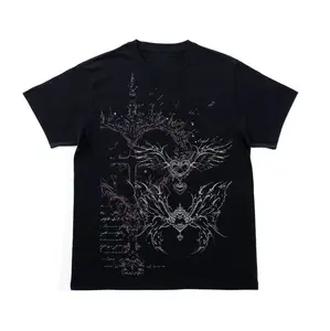 Gothic Winged Heart T-Shirt, Y2K Grunge Cyber Aesthetic Graphic Shirt, Vintage Dark Streetwear Tee, Crew Neck, Short Sleeve, Cotton, Gift for Alt Him Her, Men And Womenswear Top
