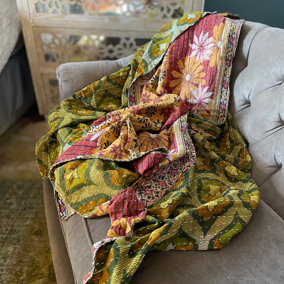 Indian Sari Kantha Quilt. Indian Sari Kantha Quilt.