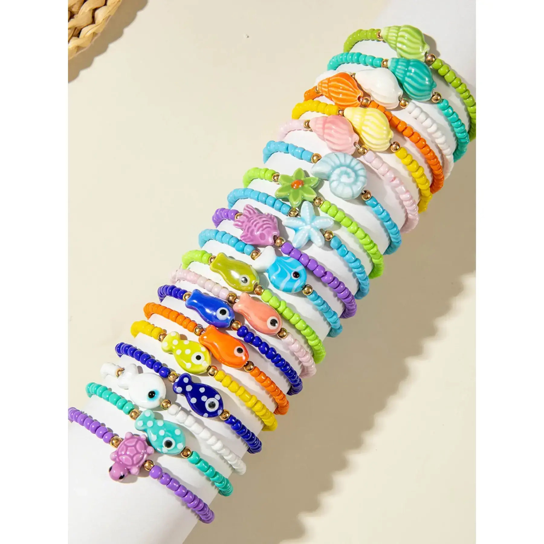 Boho Colorful Beaded Bracelets Set, Summer Ocean Style Dope Jewelry for Women, Casual Resin Chain Accessories, All Seasons Wear Boho Colorful Beaded Bracelets Set, Summer Ocean Style Dope Jewelry for Women, Casual Resin Chain Accessories, All Seasons Wear