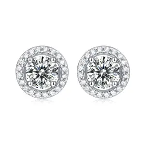 [TW] 0.5ct*2 Carat 925 Sterling Sliver Synthetic Moissanite Earrings (E9373)