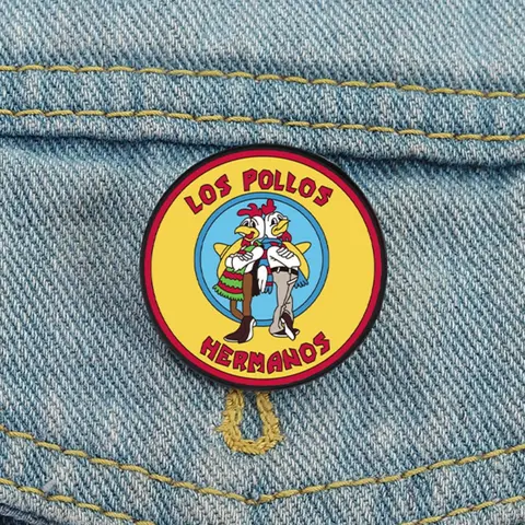 Classic TV Show Los Pollos Hermanos Vintage Enamel Lapel Pin, Geometric Alloy Badge Brooches for Backpacks, Brooch Pins, Unisex Casual Fashion Accessory, Men Accessories, Perfect for Fans