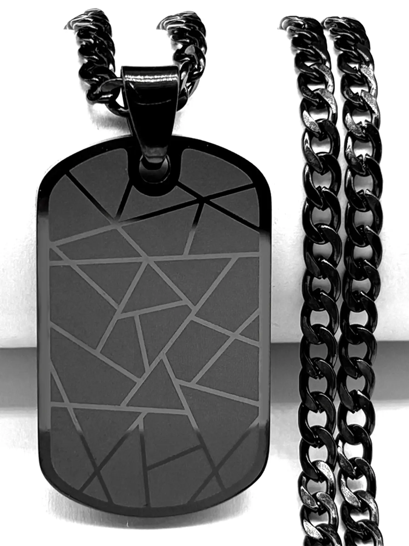 Stainless Steel Dog Tag Pendant Necklace for Men Silver Black Geometric Hip Hop Punk Chain Necklaces Boyfriend Gift Versatile Accessory Modern Versatile Accessories