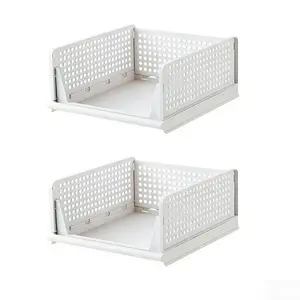 2pcs Multifunctional Foldable Storage Boxes, Space Saving Closet Organizers for Bathroom Kitchen Organization, Drawer Style Plastic Shelves, Folding Storage Bin, Collapsible Stackable Storage